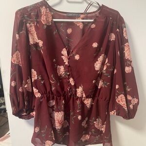 Floral Burgundy Blouse